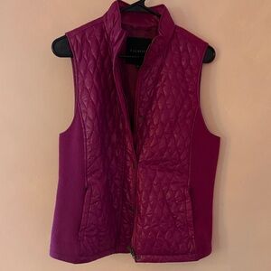 Talbots Quilted Sleeveless Vest in Deep Berry